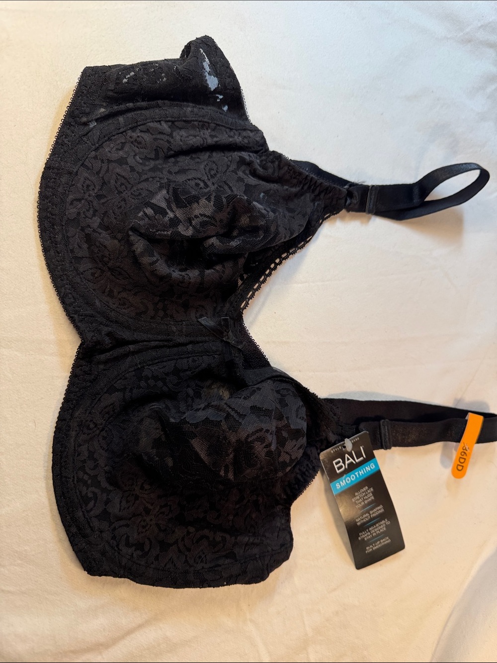 Bali Black Floral Lace Full Coverage Support Bra